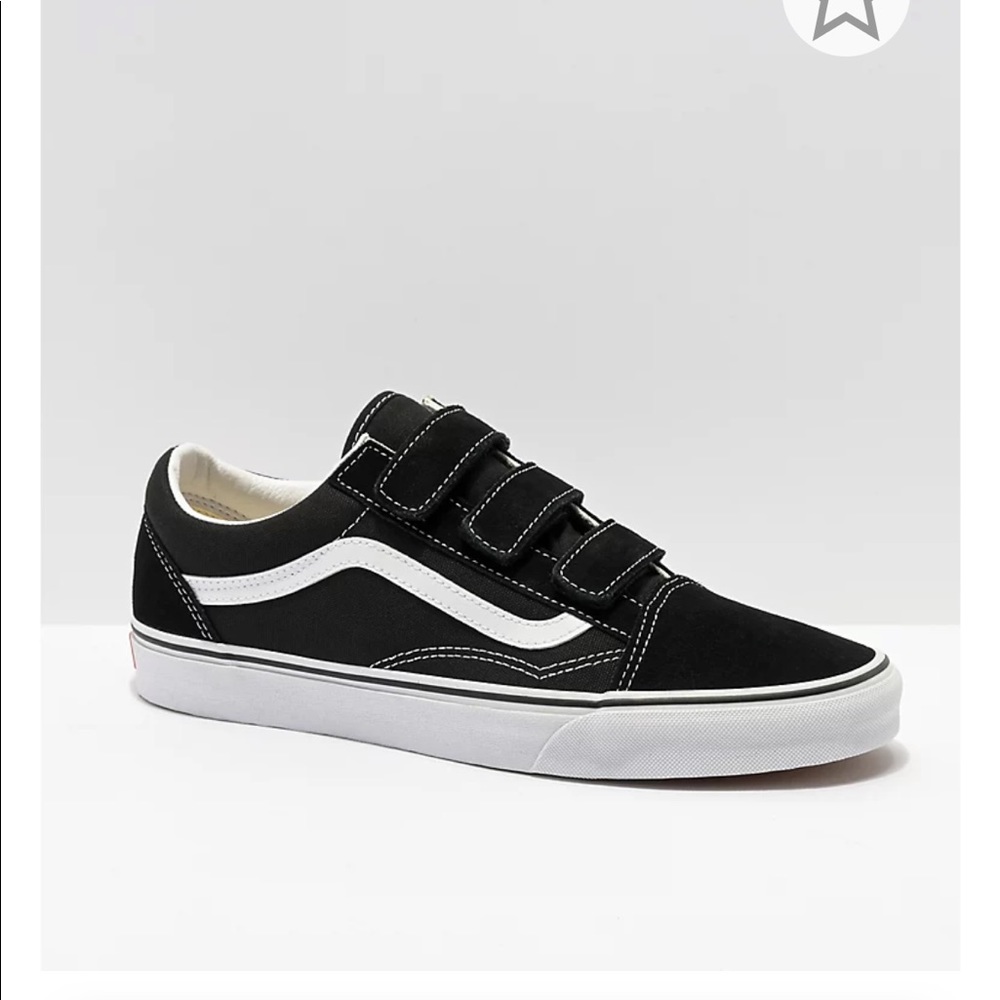 Vans Old Skool Black + White Velcro Shoes